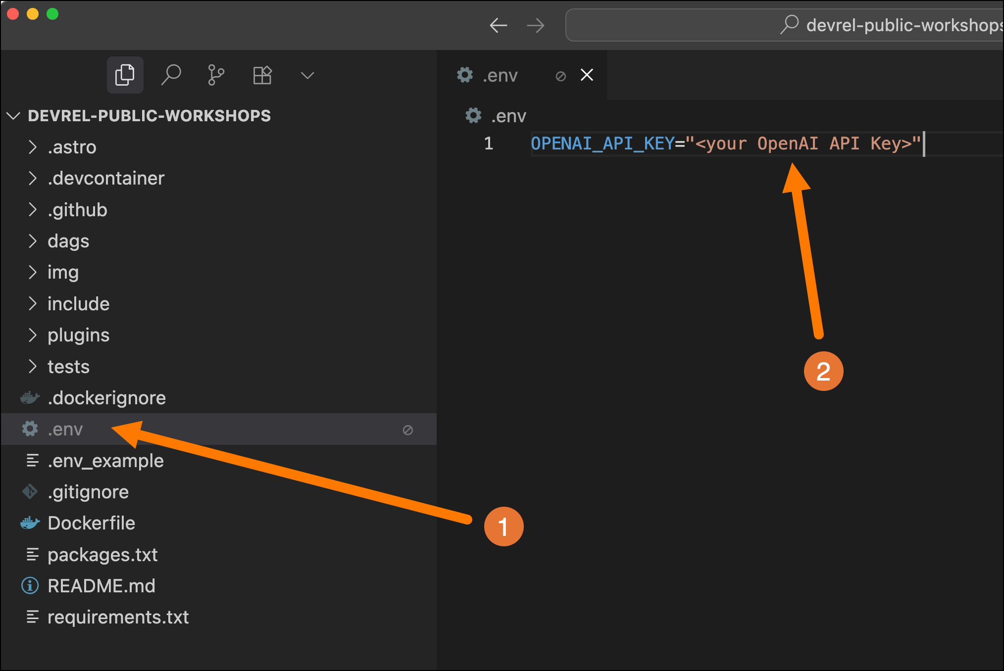 Screenshot of Cursor showing an added .env file for the OpenAI API Key.
