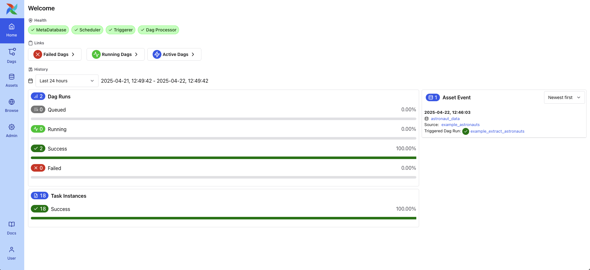Airflow UI Home View