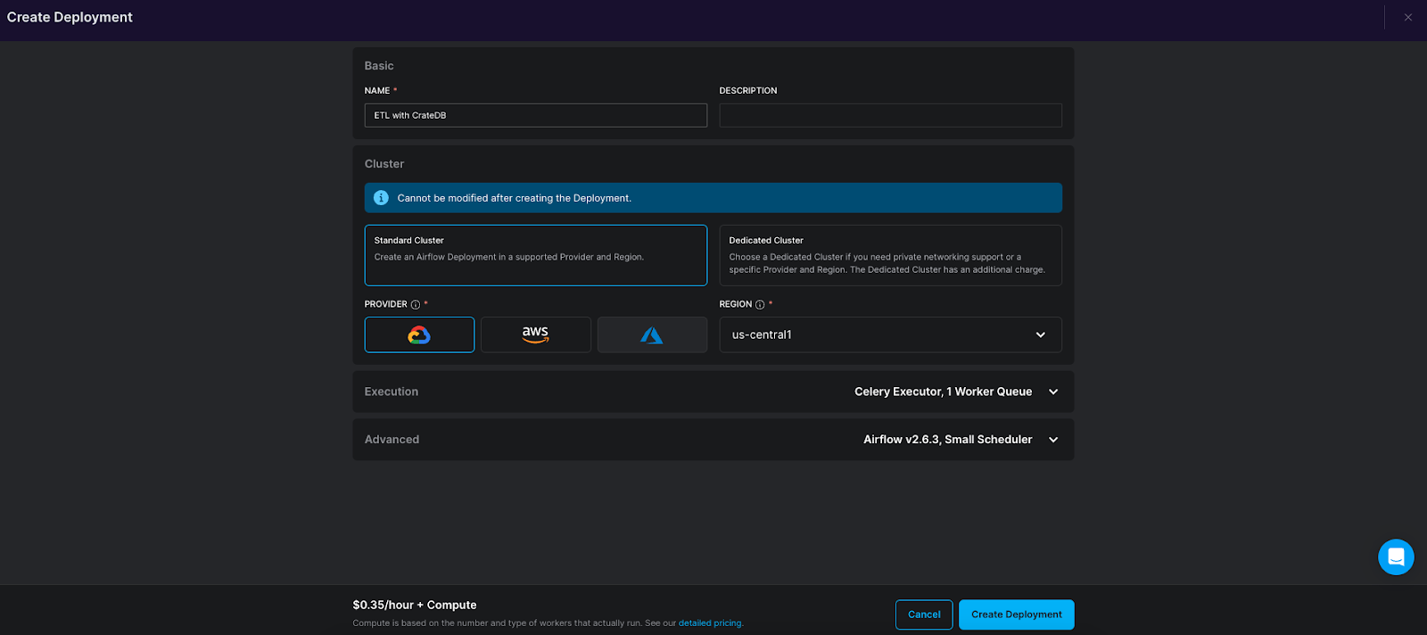 Astro Deployment configuration