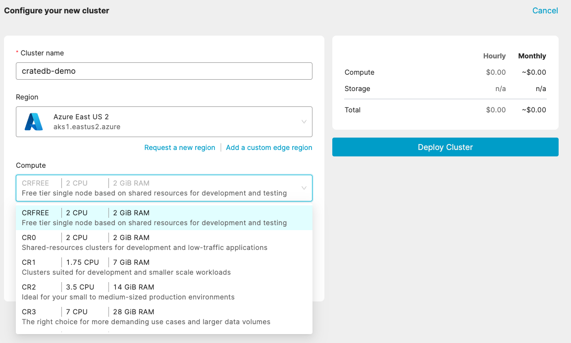 CrateDB configure cluster