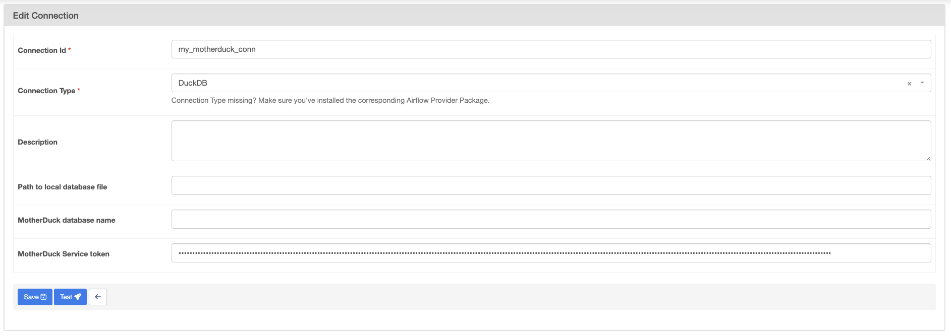 MotherDuck Airflow connection
