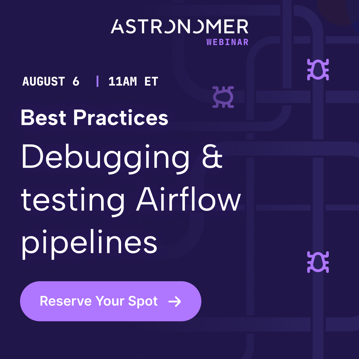 Join our Webinar 'Best practices for debugging and testing Airflow pipelines' Click to Register Now!