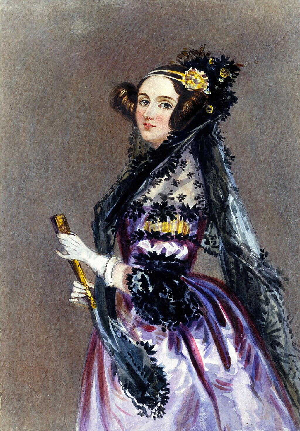 Portrait of Ada Lovelace (c. 1840), watercolor, Alfred Edward Chalon, Public domain, via Wikimedia Commons