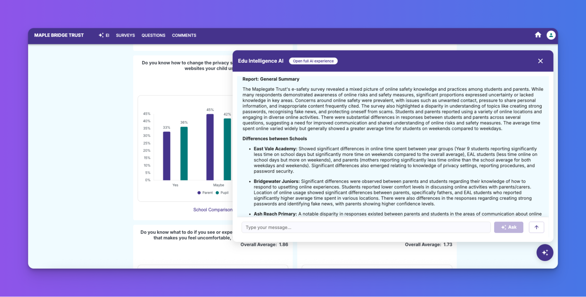 Edu Intelligence AI platform in action